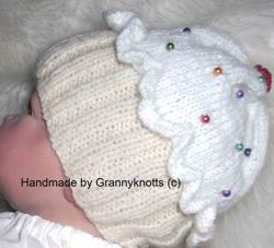 white - cup cake baby hat