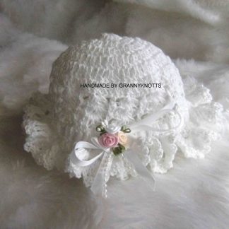 Crochet newborn hat - Triple Rose Brimmed Hat