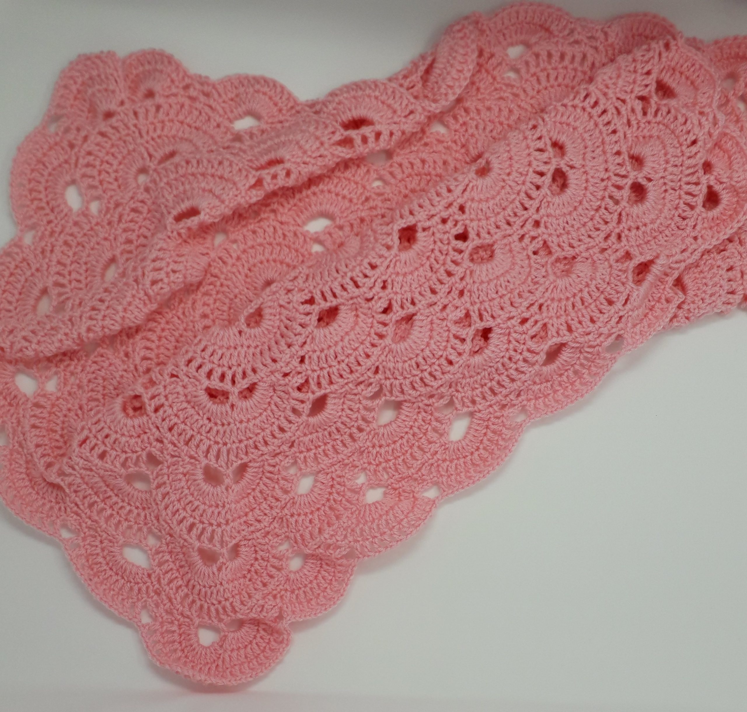 Pink Baby Crochet Blanket Shawl