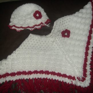 Red & White Poncho
