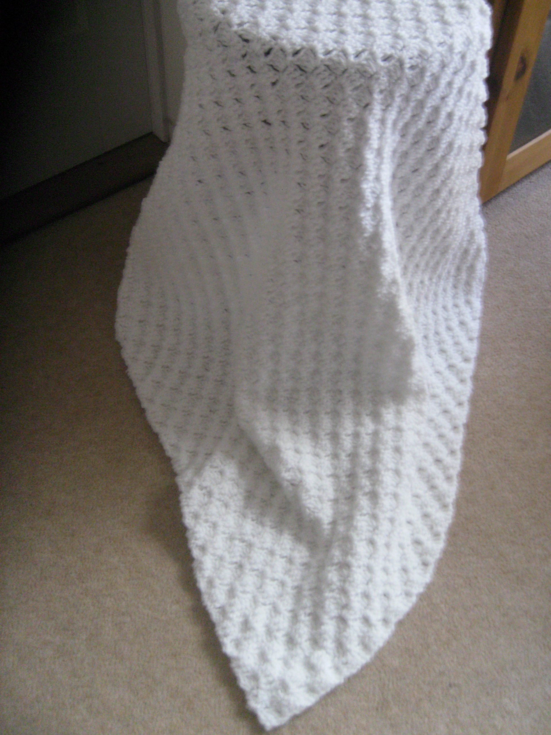 White - crochet baby blanket - C2C Baby Blanket