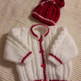 White and Red Aran Set