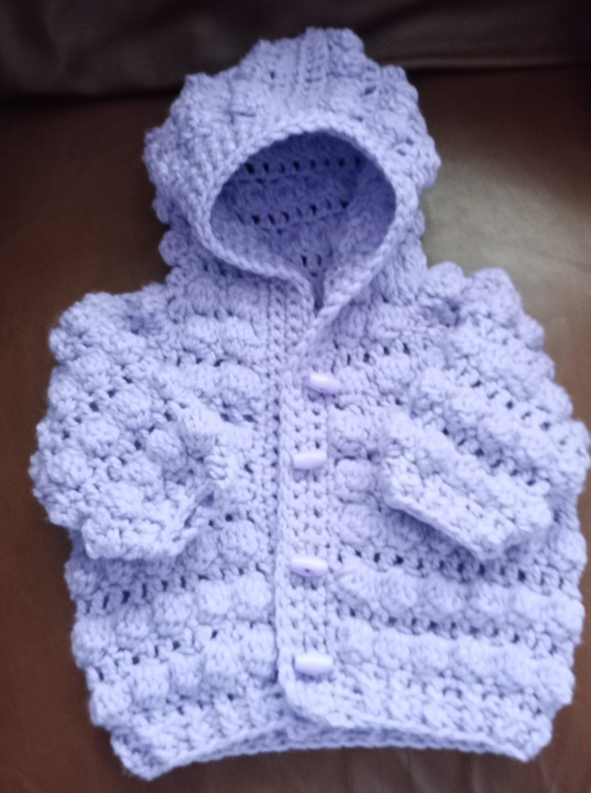 Crochet Baby Bobble Hooded Jacket - Image 3