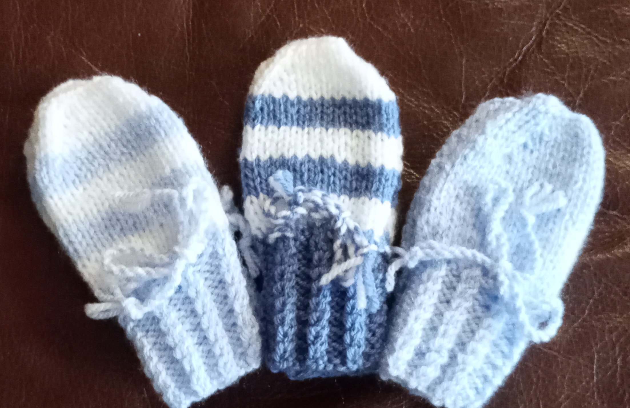 Hand knitted Baby Mittens - 3 pairs