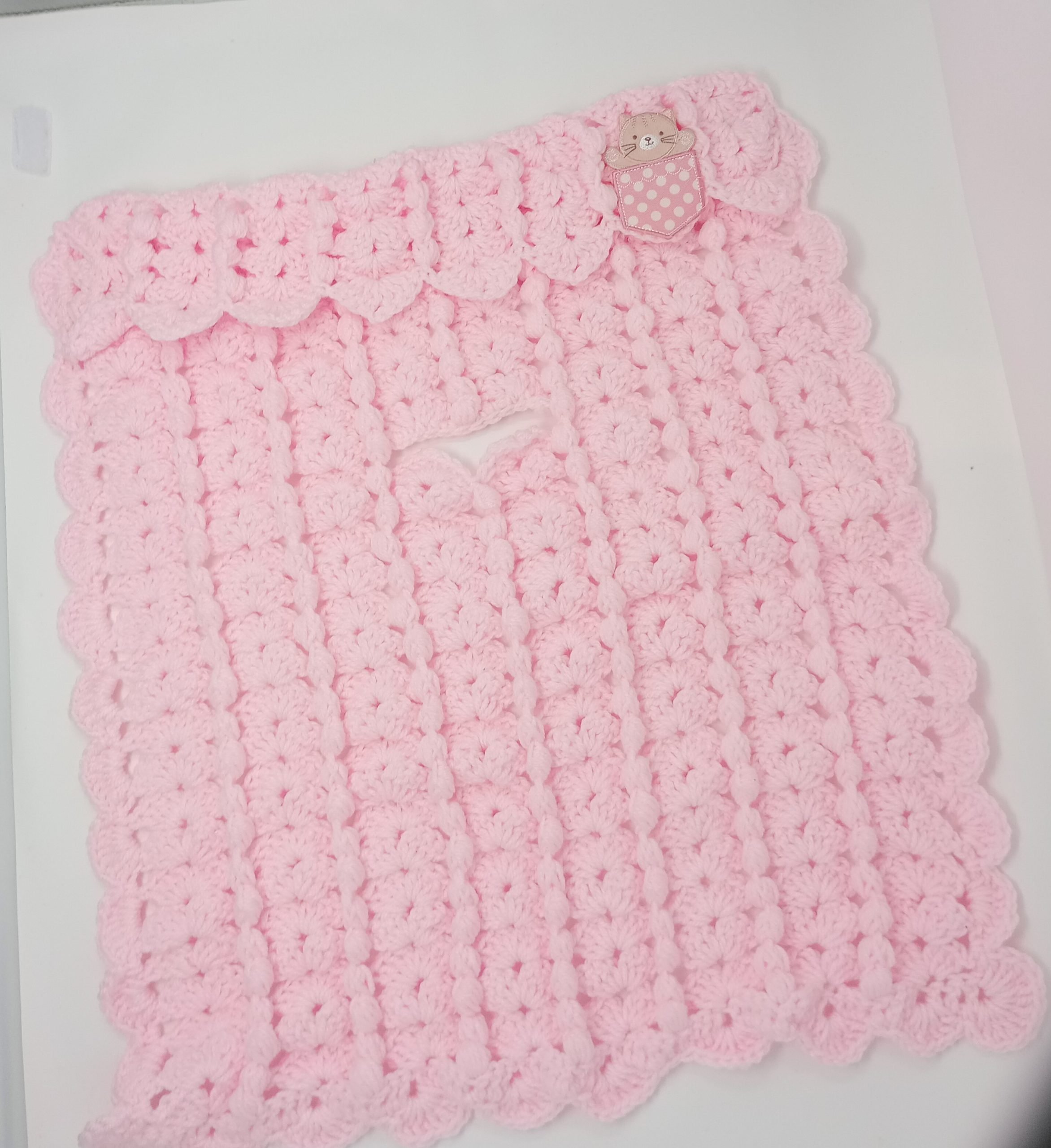 Hand Crocheted Baby Car Seat Blanket - Pink