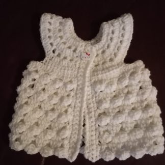 A crochet sleeveless baby gilet/waistcoat